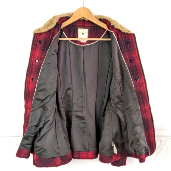 Anthro Elevenses Wanigan Plaid Pea Coat 6 - Picture 5 of 10